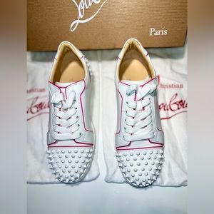 Christian Louboutin VIEIRA 2 PVC Spikes Studded Leather Sneakers Flat Shoes